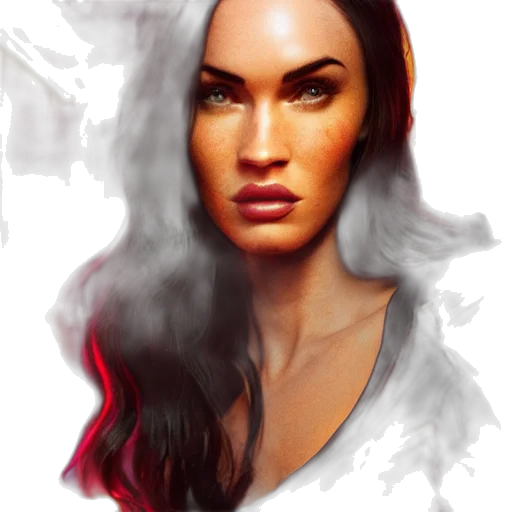 face, photorealistic, fantasy art, concept art, oil painting, fire, red, dark transparent PNG cut-out