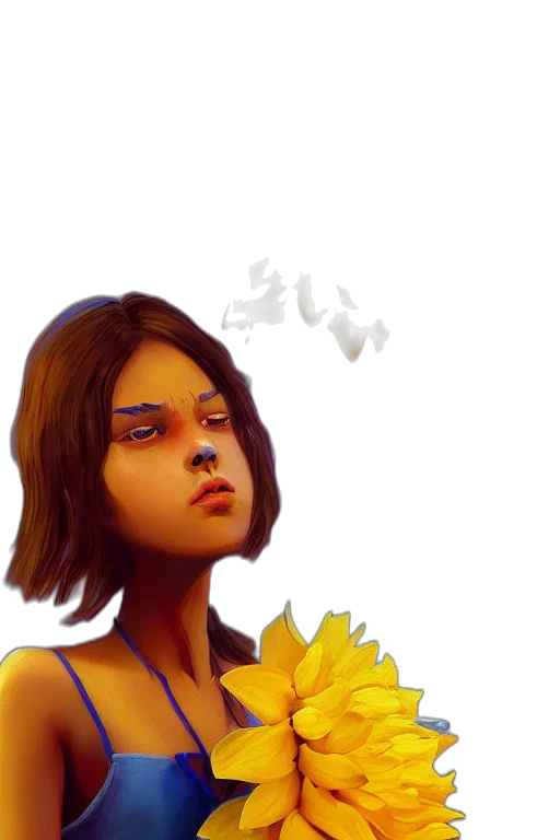 flower, face, crown, photorealistic, fantasy art, concept art, watercolor, golden transparent PNG cut-out