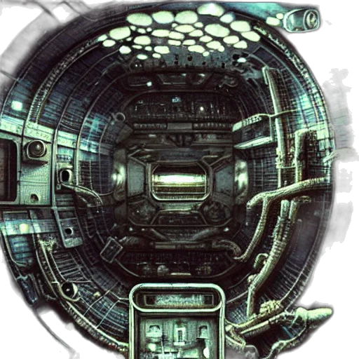 robot, weapon, building, concept art, pixel art, 3d render, cyberpunk, outer space transparent PNG cut-out