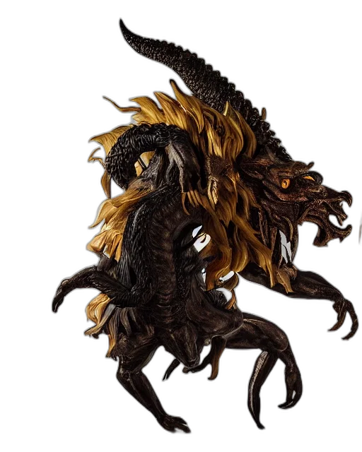 dragon, hair, creature, animal, concept art, 3d render, fantasy art, photorealistic transparent PNG cut-out