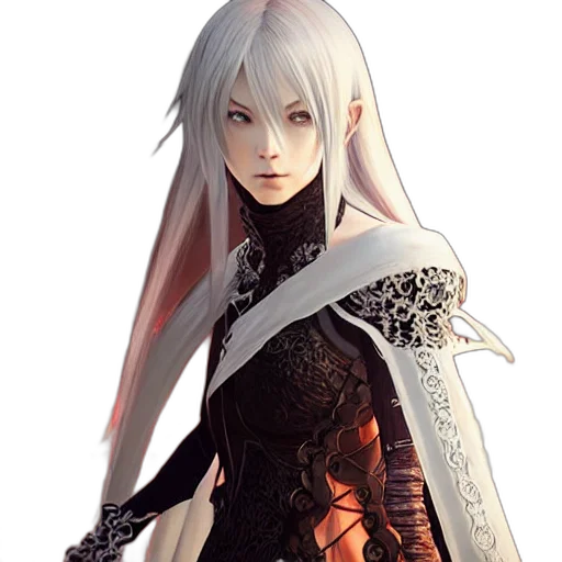 dress, face, concept art, fantasy art, 3d render, pixel art, monochrome, dark transparent PNG cut-out