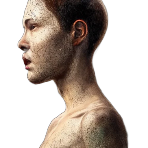 face, mask, hair, creature, photorealistic, concept art, 3d render, fantasy art transparent PNG cut-out