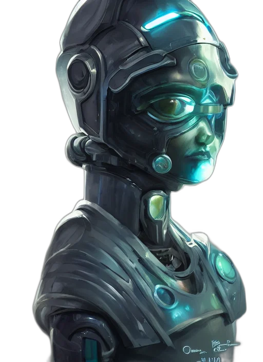 robot, face, mask, cyberpunk, concept art, 3d render, fantasy art, green transparent PNG cut-out