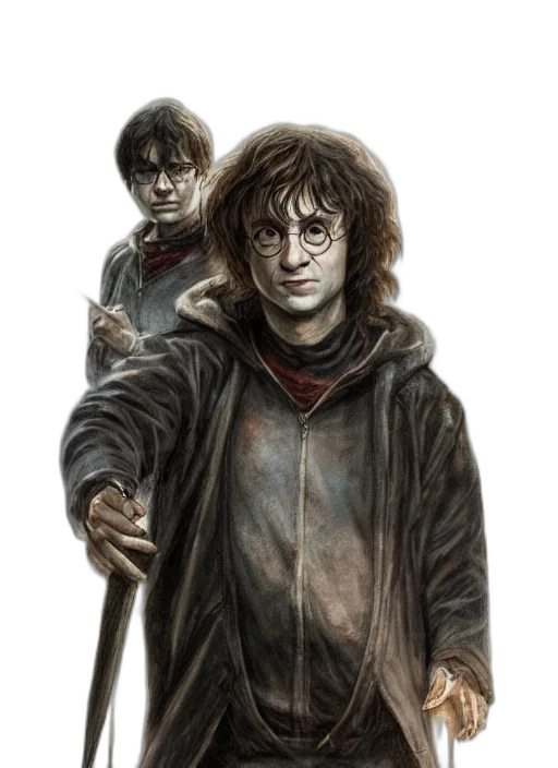 staff, concept art, fantasy art, comic book art, photorealistic, portrait, harry, potter transparent PNG cut-out