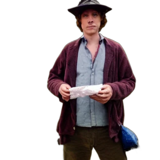 hat, jacket, staff, sword transparent PNG cut-out
