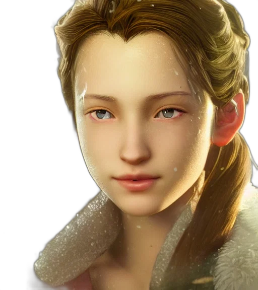 face, staff, photorealistic, fantasy art, 3d render, concept art, beautiful, aerith transparent PNG cut-out