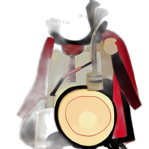 jacket, weapon, sword, mask, concept art, 3d render, fantasy art, anime transparent PNG cut-out