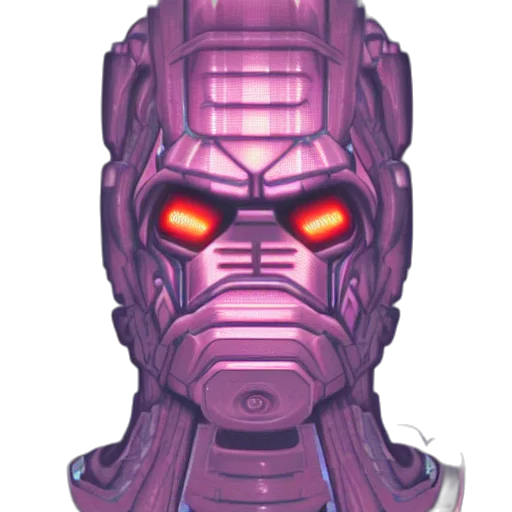 robot, face, mask, creature, concept art, pixel art, vaporwave, 3d render transparent PNG cut-out