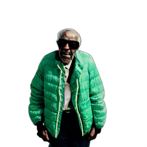 jacket, staff, animal, creature, 3d render, concept art, green, neon transparent PNG cut-out