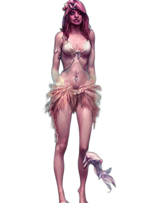 creature, dress, staff, fantasy art transparent PNG cut-out