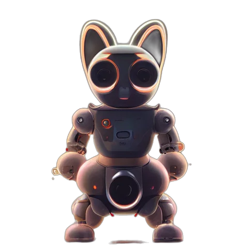 robot, staff, 3d render, concept art transparent PNG cut-out