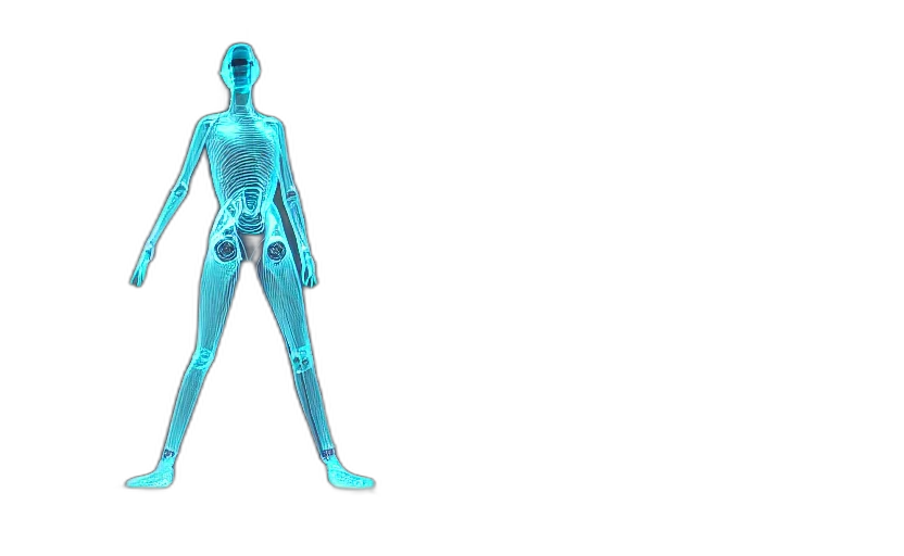 robot, 3d render, concept art, blue, human, performance, wireframe, body transparent PNG cut-out