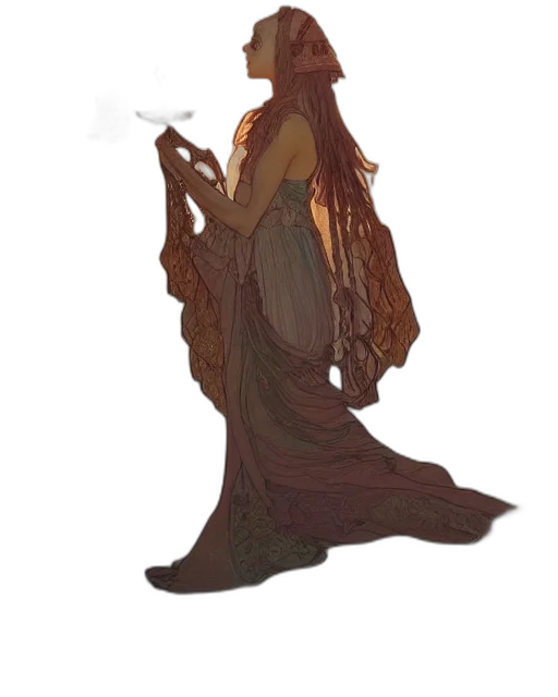 dress, staff, crown, creature, concept art, fantasy art, watercolor, pixel art transparent PNG cut-out