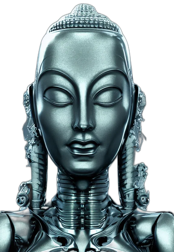 robot, mask, face, jewelry, 3d render, cyberpunk, concept art, photorealistic transparent PNG cut-out