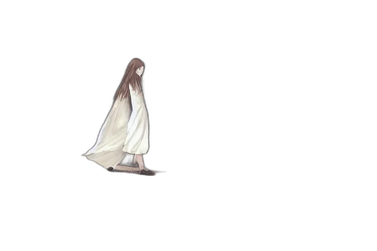 dress, creature, hair, staff transparent PNG cut-out