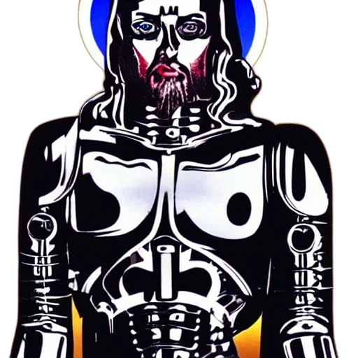 robot, comic book art, cyberpunk, concept art, cartoon, super, technojesus, robotic transparent PNG cut-out