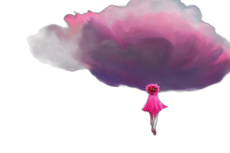 umbrella, dress, hair, flower, concept art, watercolor, fantasy art, vaporwave transparent PNG cut-out