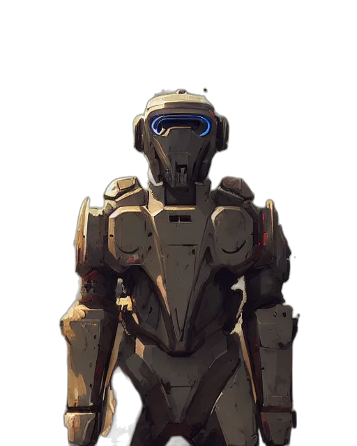 robot, weapon, face, concept art, 3d render, pixel art, cyberpunk, outer space transparent PNG cut-out