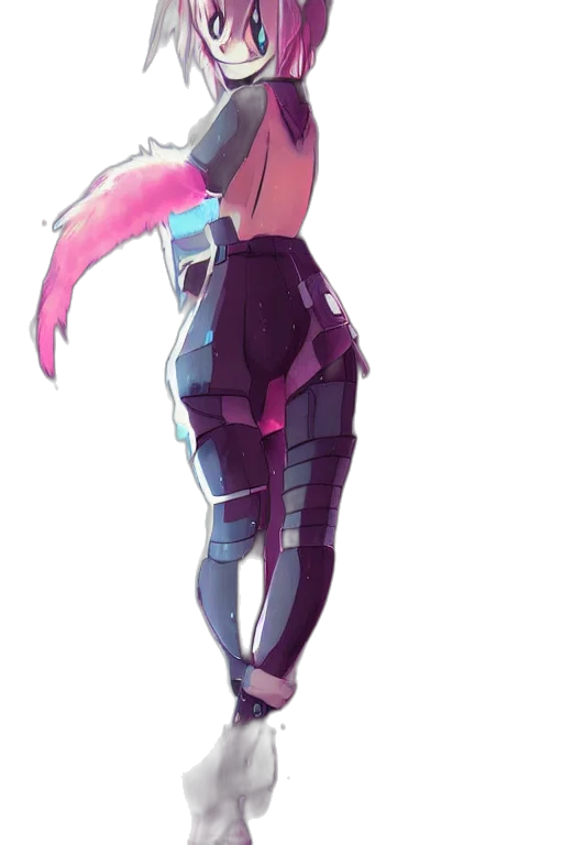 robot, jacket, weapon, staff, cyberpunk, concept art, vaporwave, anime transparent PNG cut-out