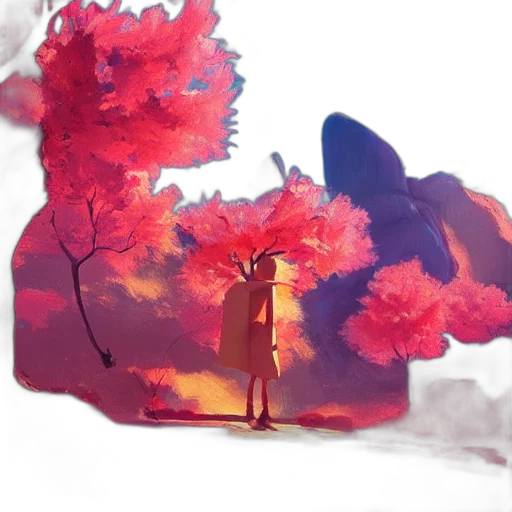 dress, tree, umbrella, flower, concept art, fantasy art, watercolor, anime transparent PNG cut-out