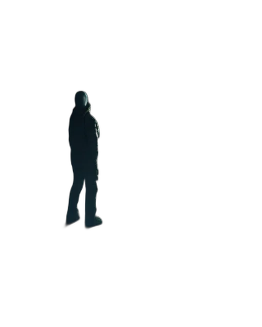 jacket, robot, staff, face, 3d render, pixel art, concept art, photorealistic transparent PNG cut-out