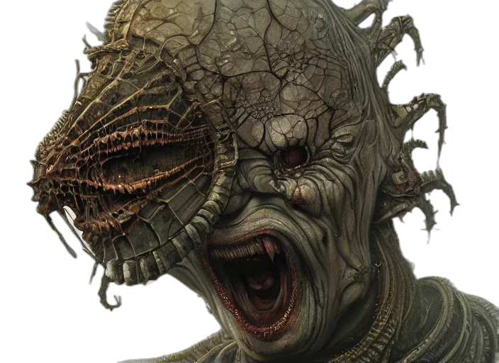 mask, creature, face, concept art, comic book art, photorealistic, fantasy art, giger transparent PNG cut-out