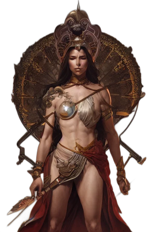 fantasy art, comic book art, concept art, pixel art, goddess, war, accurate, anatomy transparent PNG cut-out