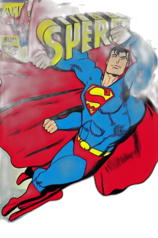 comic book art, concept art, superman transparent PNG cut-out