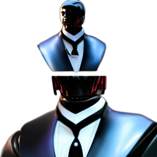 robot, staff, mask, jacket, concept art, 3d render, comic book art, pixel art transparent PNG cut-out