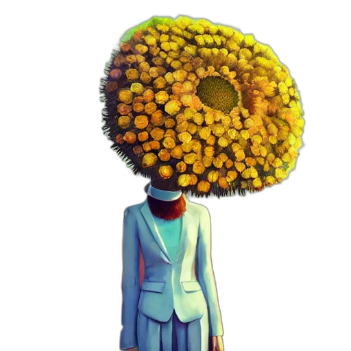 umbrella, crown, flower, tree, concept art, pixel art, fantasy art, oil painting transparent PNG cut-out