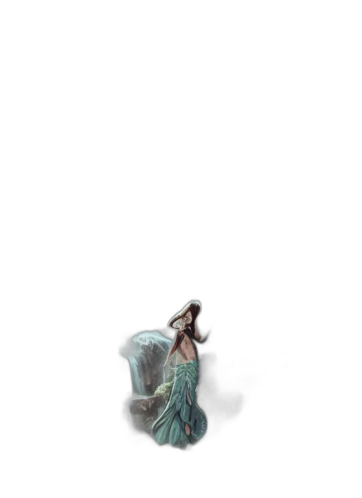 dress, creature, staff, hair transparent PNG cut-out