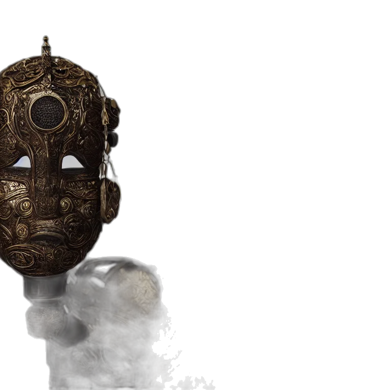 mask, face, robot, staff, concept art, 3d render, fantasy art, photorealistic transparent PNG cut-out