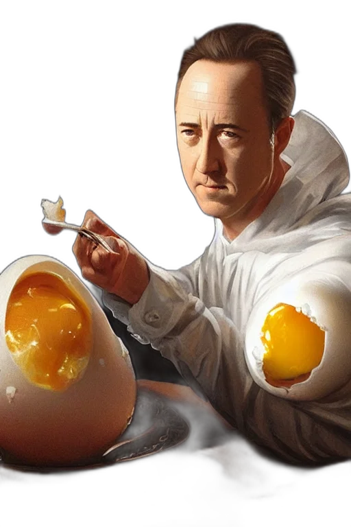 food, photorealistic, oil painting, concept art, boiled, egg, shell, peeling transparent PNG cut-out