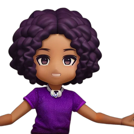 cartoon, 3d render, concept art, black, girl, african, american, nendoroid transparent PNG cut-out