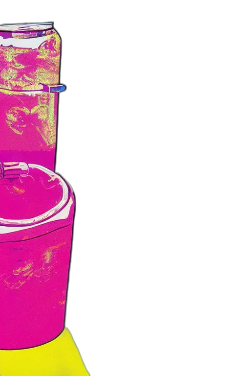 bottle, food, robot, weapon, vaporwave, pixel art, concept art, comic book art transparent PNG cut-out