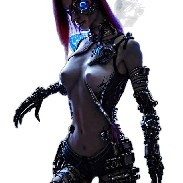 robot, weapon, staff, cyberpunk transparent PNG cut-out