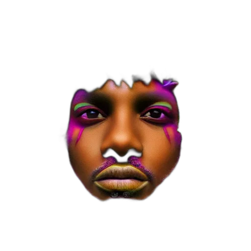 face, mask, creature, crown, vaporwave, concept art, 3d render, cartoon transparent PNG cut-out