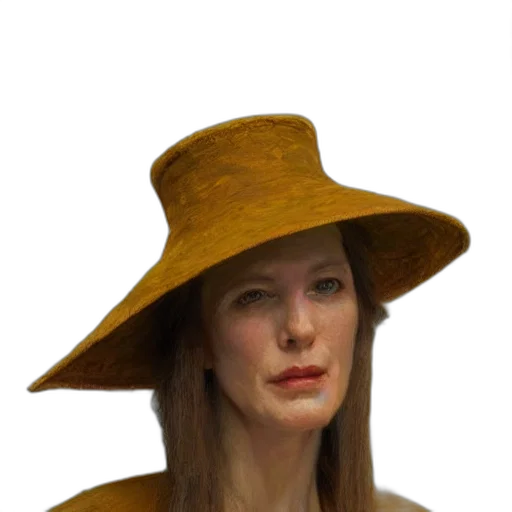 hat, face, mask, staff, photorealistic, oil painting, concept art, 3d render transparent PNG cut-out