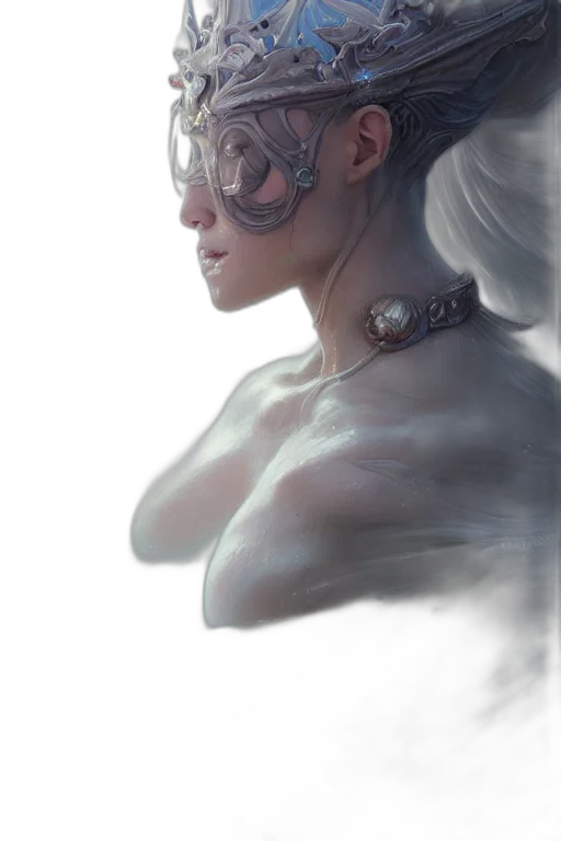 mask, face, robot, jewelry, fantasy art, concept art, cyberpunk, photorealistic transparent PNG cut-out