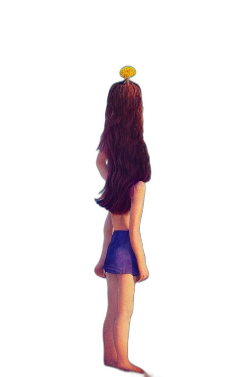 dress, hair, crown, staff, concept art, 3d render, pixel art, watercolor transparent PNG cut-out