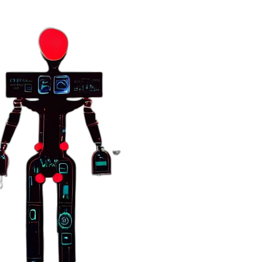 robot, concept art, 3d render, cyberpunk, pixel art, red, walking, computer transparent PNG cut-out