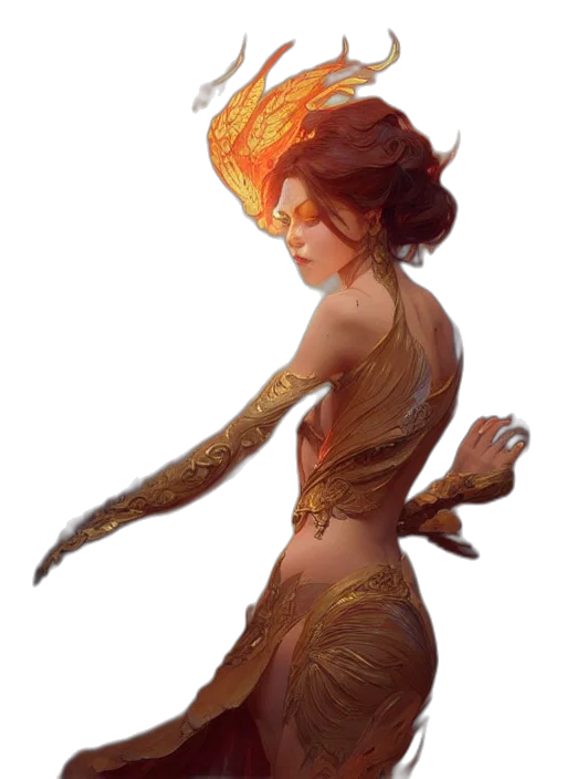 dress, staff, dragon, creature transparent PNG cut-out