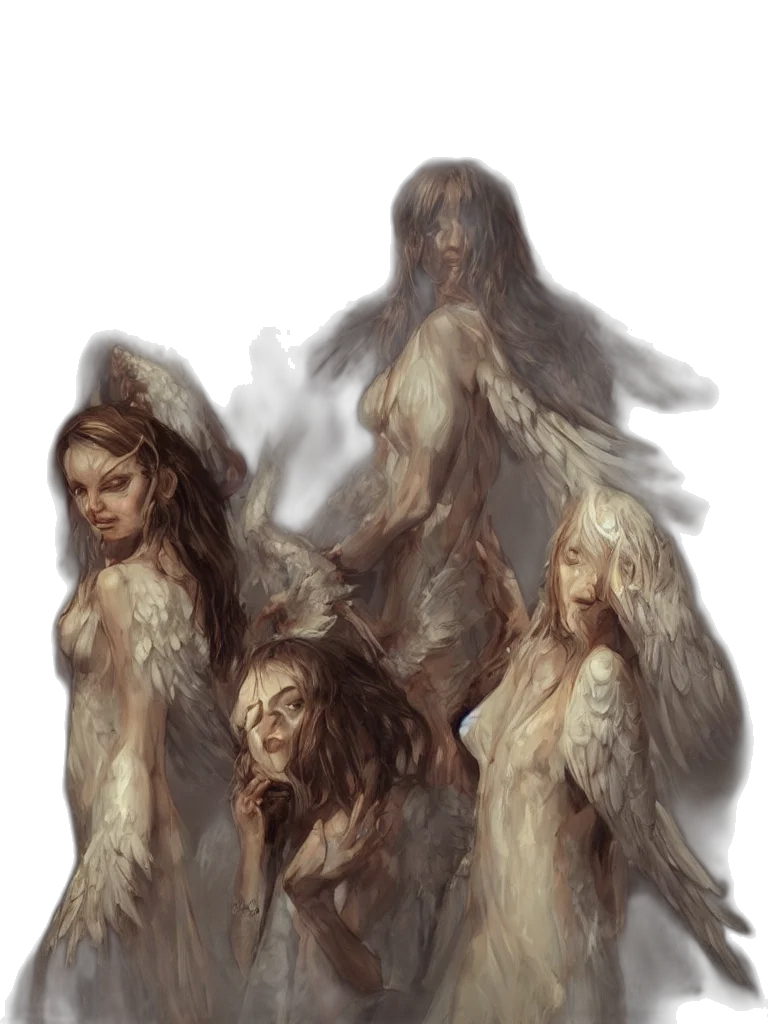 hair, creature, staff, dress transparent PNG cut-out