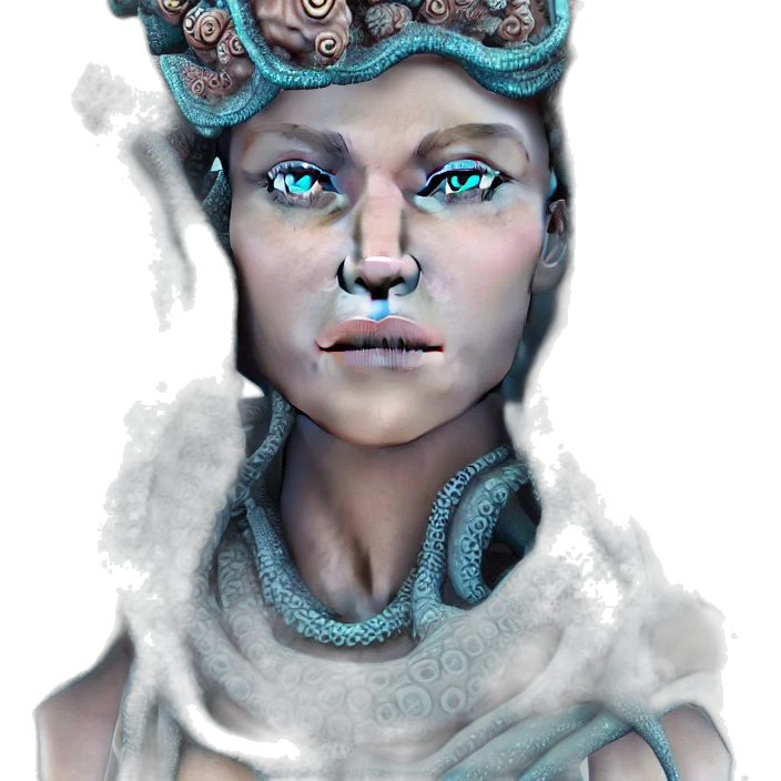 face, crown, mask, creature, fantasy art, concept art, 3d render, photorealistic transparent PNG cut-out