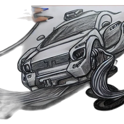 car, weapon, pencil sketch, photorealistic, concept art, 3d render, anime, style transparent PNG cut-out
