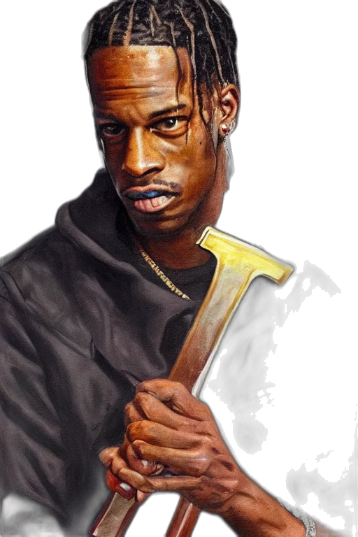jacket, face, weapon, staff transparent PNG cut-out