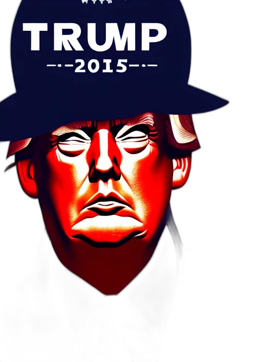 hat, cartoon, photorealistic, concept art, trump, face, icon, stylized transparent PNG cut-out