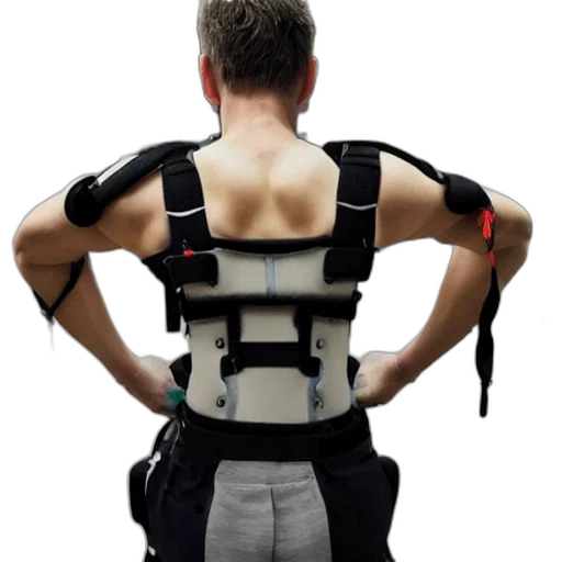 cyberpunk, muscular, fitting, exoskeleton, rehab transparent PNG cut-out