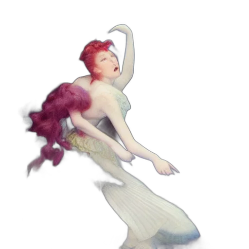 dress, creature, hair, staff transparent PNG cut-out