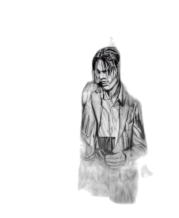 jacket, mask, face, creature, concept art, comic book art, pencil sketch, cyberpunk transparent PNG cut-out